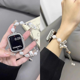 สายนาฬิกาข้อมือ ประดับไข่มุก หรูหรา สําหรับ iwatch serie 8 7 6 5 SE 4 3 2 1 iwatch 49 มม. 41 มม. 45 มม. 44 มม. 40 มม. 38 มม. 42 มม.