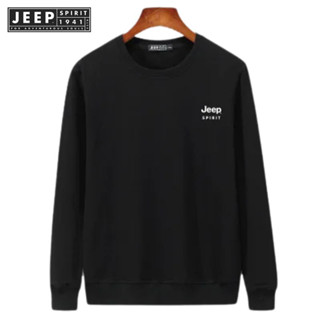 JEEP SPIRIT 1941 ESTD เสื้อยืดลําลอง แขนยาว คอกลม สีพื้น เรียบง่าย สําหรับผู้ชาย