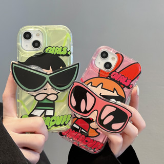 เคสโทรศัพท์มือถือนิ่ม ลายการ์ตูน Powerpuff Girl พร้อมแว่นกันแดด สําหรับ iPhone 11 12 13 14 Plus PRO MAX iPhone14 iPhone14Pro