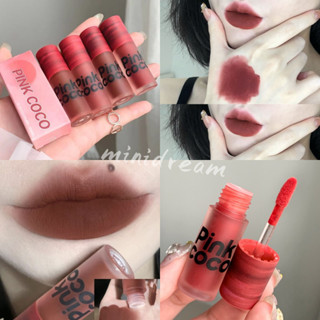 Pink COCO ลิปทินท์ เนื้อแมตต์ นิ่ม สัมผัสครีม เนียนนุ่ม ลิปทินท์นู้ด เนื้อแมตต์ เนียนนุ่ม สีแดง สีน้ําตาล ลิควิดลิปสติก