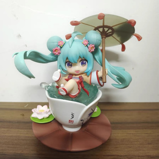 โมเดลฟิกเกอร์ PVC อนิเมะ Hatsune Miku Lotus Pond Play ขนาด 12 ซม. ของเล่นสะสม สําหรับเด็ก