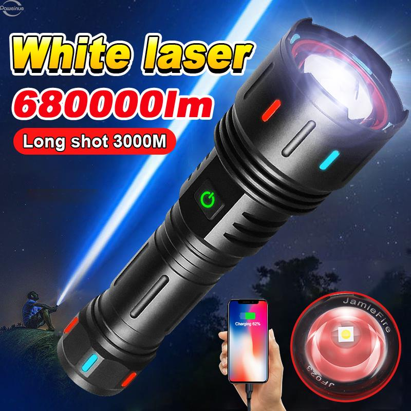ใหม่ล่าสุดสีขาวไฟฉายที่มีประสิทธิภาพสุด 6800อืม ชาร์จไฟฉายไฟฉาย xhp90.2พลังงานสูงไฟฉาย นํา โคมไฟ