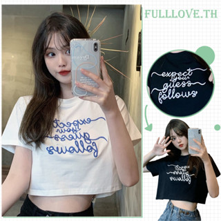 FUlllove เสื้อยืดแขนสั้น พิมพ์ลาย แฟชั่นสำหรับสตรี Y2K crop top