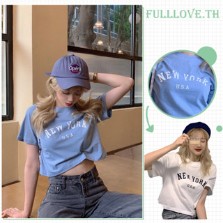 Fulllove เสื้อครอปท็อป แขนสั้น พิมพ์ลายตัวอักษร สีคอนทราสต์ สไตล์หวาน และเผ็ด Y2K crop top