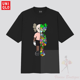 Uniqlo เสื้อยืด แขนสั้น ผ้าฝ้าย พิมพ์ลาย