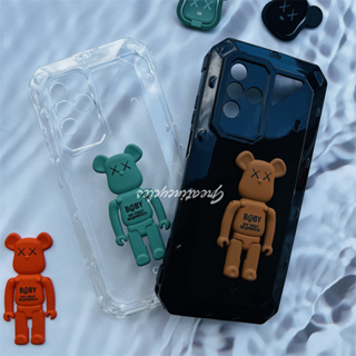 Ulefone Power Armor 18 18T 5G 19 19T เคสโทรศัพท์ นิ่ม TPU สีดํา ซิลิโคน ป้องกัน พร้อมหมีโหด ที่วางโทรศัพท์ แบบพับได้