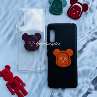 Rakuten เคสโทรศัพท์ซิลิโคน TPU แบบนิ่ม ลายหมีโหด สีดํา พร้อมแหวนขาตั้งโทรศัพท์