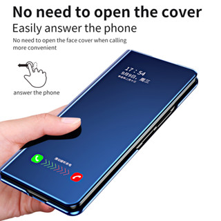 เคสโทรศัพท์มือถือแบบกระจก ฝาพับแม่เหล็ก สําหรับ Samsung Galaxy Z Fold 5 Smart