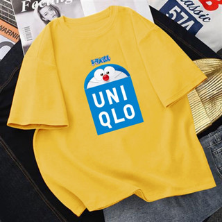 Uniqlo เสื้อยืด พิมพ์ลาย สีขาว สําหรับผู้หญิง และผู้ชาย