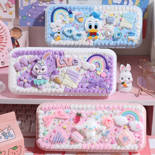 กล่องดินสอ พลาสติก รูป Cinnamoroll แฮนด์เมด Diy สําหรับใส่เครื่องเขียน กาวครีม