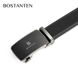 BOSTANTEN เข็มขัดหัวเข็มขัดอัตโนมัติสำหรับผู้ชาย เข็มขัดหนัง PU Mens Classic Fashion Black