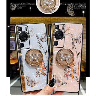 Yjd เคสโทรศัพท์มือถือ กันกระแทก ประดับเพชร พร้อมแหวนผีเสื้อ สําหรับ Huawei P60 Pro P60 Art