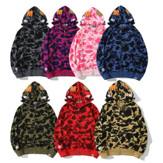 2023 APE แฟชั่นแบรนด์ใหม่ Hoodie เสื้อกันหนาว bape Shark Head เสื้อกันหนาวผู้ชาย Camo Cardigan Zipper Coat เสื้อพิมพ์ดิจิตอล 3D สำหรับผู้ชายและผู้หญิง