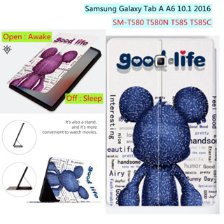 Cute Music Doll Pattern Sweat Proof Case For Smart Samsung Galaxy Tab A A6 10.1 2016 SM-T580 T580N T585 T585C Tablet Ultra-thin PU Leather Case Adjustable Folding Stand Cover