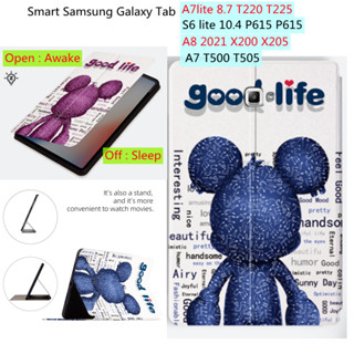 For Smart Samsung Galaxy Tab A7lite T220 T225 S6 lite P615 P610 Tab A8 X200 X205 X207 Tab A7 T500 T505 T507 T503 T509 Cute Pattern Case Sweat Proof Non-Slip Leather Stand Flip Case