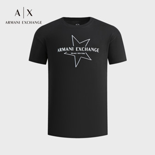 Armani เสื้อยืดแขนสั้นลําลอง ผ้าฝ้ายแท้ พิมพ์ลายตัวอักษร สําหรับผู้ชาย และผู้หญิง