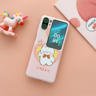 เคสโทรศัพท์มือถือ แบบฝาพับ ลายกระต่าย สีชมพู สําหรับ Oppo Find N2 Flip