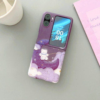 เคสโทรศัพท์มือถือ ลายดวงจันทร์ สีม่วง สําหรับ Oppo FInd N2 Flip