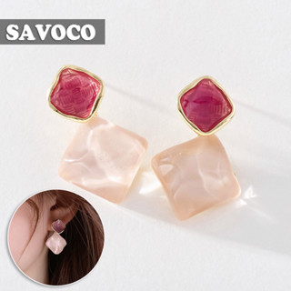 Savoco ต่างหูสตั๊ด ทรงเรขาคณิต ทรงสี่เหลี่ยม เครื่องประดับแฟชั่น สําหรับผู้หญิง SE126