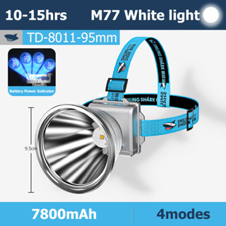 SmilingShark TD8011 ไฟฉายคาดหัว led M77 8400LM ไฟฉายคาดหัว ไฟหน้า 4 โหมด ชาร์จ USB กันน้ํา สําหรับตั้งแคมป์ เดินป่า ตกปลา ปลาไฟฉุกเฉิน