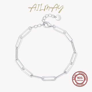 Ailmay สร้อยข้อมือเงินแท้ 925 ทรงสี่เหลี่ยม เรียบง่าย เครื่องประดับ สําหรับผู้หญิง 2023