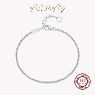 Ailmay สร้อยข้อมือโซ่เงินแท้ 925 100% เรียบง่าย เครื่องประดับแฟชั่น สําหรับผู้หญิง ปาร์ตี้