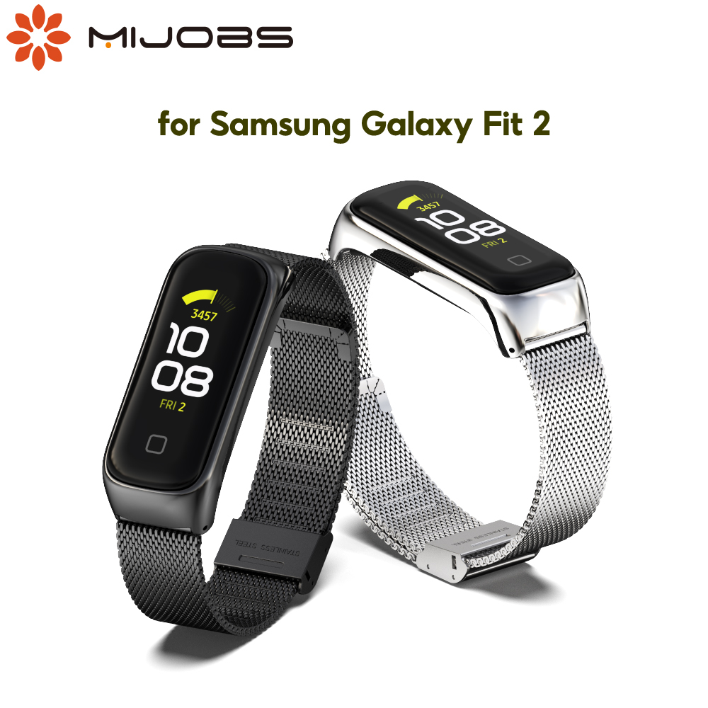 Mijobs สายนาฬิกาข้อมือ สเตนเลส โลหะ แบบเปลี่ยน สําหรับ Samsung Galaxy Fit 2 Galaxy Fit 2
