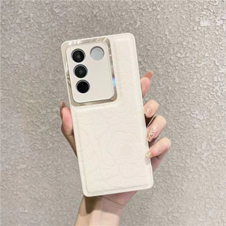 เคสโทรศัพท์มือถือหนัง ลายดอกคามิเลีย สําหรับ Vivo V27 V27e V25 Pro 5G