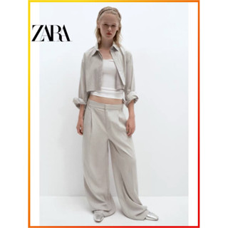 Zara ใหม่ เสื้อเชิ้ต TRF ลายทาง ตัวสั้น สําหรับผู้หญิง 3067025 802