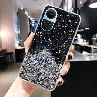 Ready Stock เคสโทรศัพท์ OPPO Reno10 5G เคส OPPOA76 Cute Bling Glitter Star Transparent Cover