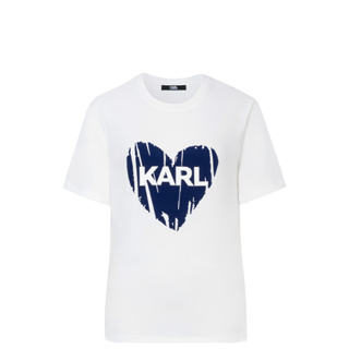 Karl LAGERFELD ใหม่ เสื้อยืดลําลอง แขนสั้น พิมพ์ลาย KARL Love สําหรับผู้ชาย และผู้หญิง GD4K5