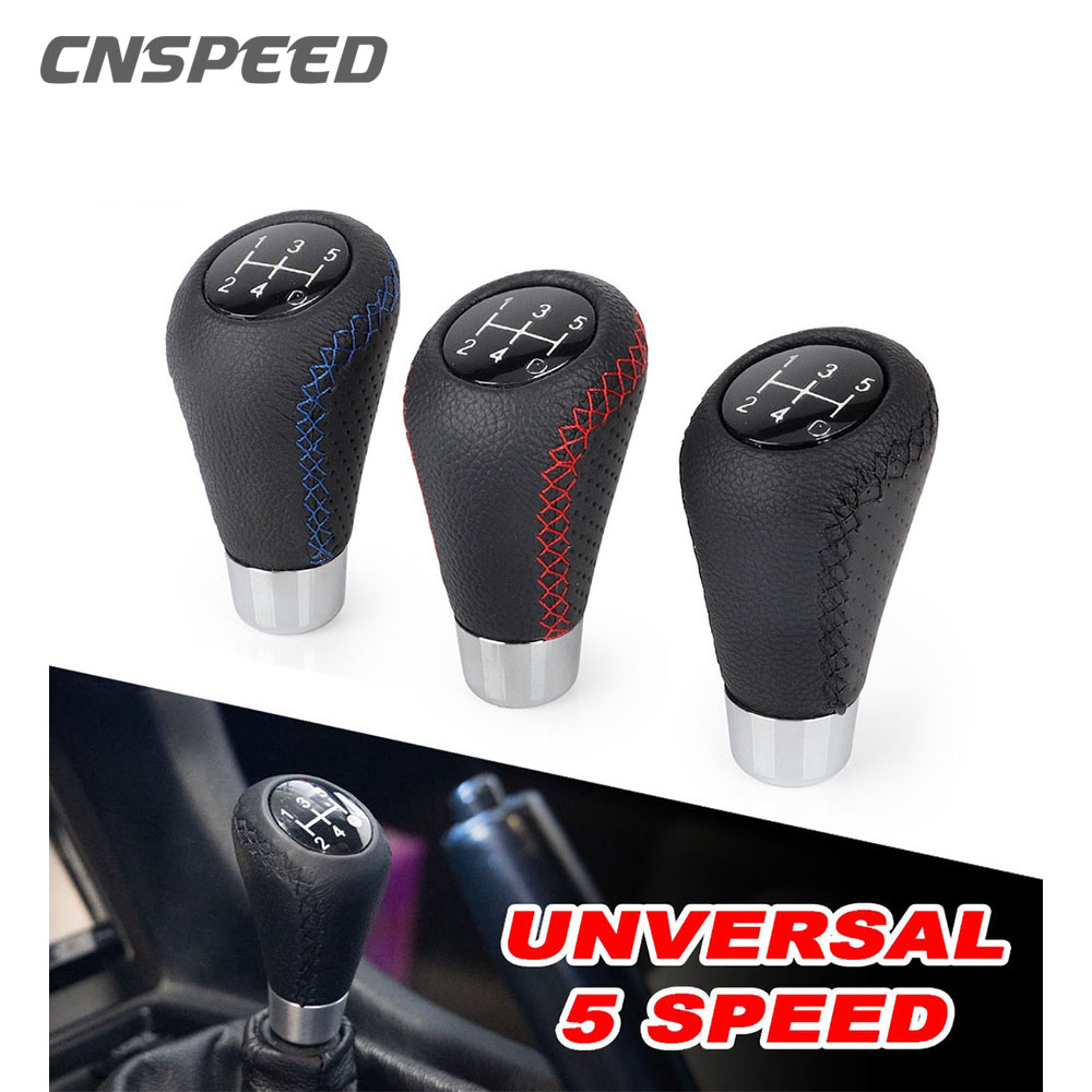 Universal 5 เกียร์เปลี่ยนเกียร์ธรรมดาหนังสีแดง Stitch M8 M10 M11 M12 เกียร์รถ Stick SHIFT KNOB LEVER เกียร์ธรรมดา