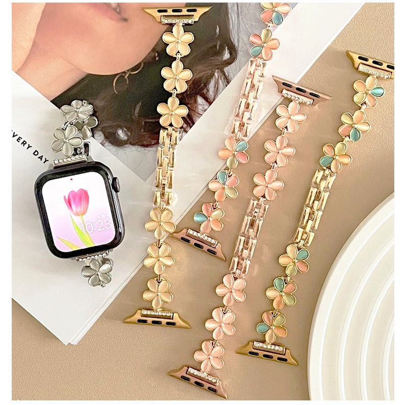สายนาฬิกาข้อมือ ลายดอกไม้ หรูหรา สําหรับนาฬิกาข้อมือ Series11 10 9 8 7 6 5 4 3 2 1 se se2 Ultra Strap Size 41 มม. 45 มม. 49 มม. Watchband 40 มม. 44 มม. 38 มม. 42 มม. สาย i watch Strap