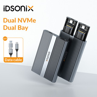 Idsonix M.2 Dual NVMe SSD เคส 10Gbps ฮาร์ดไดรฟ์ Enclosure NVMe PCIe อะแดปเตอร์ SSD ภายนอก ฟรีเครื่องมือ รองรับ M และ B&amp;M Keys SSDs