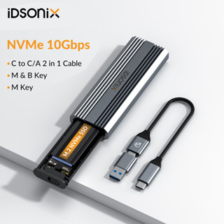 Idsonix M.2 Dual NVMe SSD เคส 10Gbps ฮาร์ดไดรฟ์ Enclosure NVMe PCIe อะแดปเตอร์ SSD ภายนอก ฟรีเครื่องมือ รองรับ M และ B&amp;M Keys SSDs