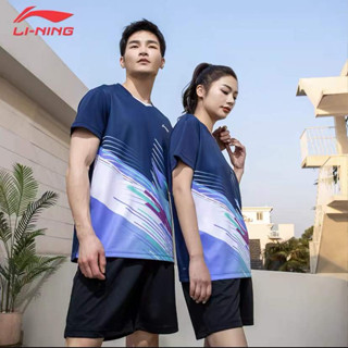 เสื้อกีฬาแบดมินตัน Li Ning แขนสั้น ระบายอากาศได้ดี แบบแห้งเร็ว สําหรับผู้ชาย และผู้หญิง