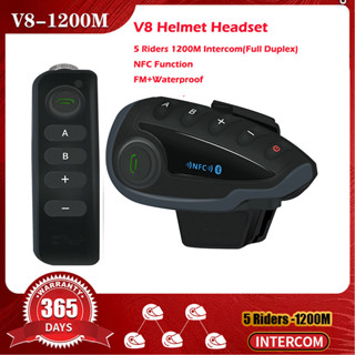 Vnetphone V8 ชุดหูฟังบลูทูธ 1200M สําหรับหมวกกันน็อค 5 Riders NPC + วิทยุ FM RC