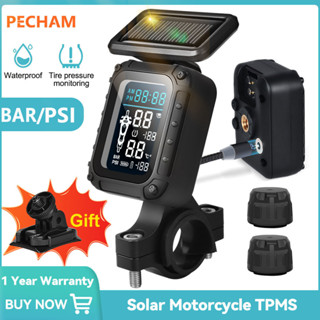 【รับประกัน 1 ปี】รถจักรยานยนต์ TPMS 2ล้อ พลังงานแสงอาทิตย์  ถอดออกได้ เครื่องวัดลมยางไร้สาย  วัดลมยางรถยนต์ M3T