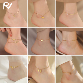 Raymrs สร้อยข้อเท้าโซ่ สเตนเลส ทอง 18K กันน้ํา ไม่จางหาย เครื่องประดับ สําหรับผู้หญิง ของขวัญ