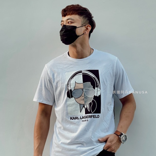 เสื้อยืดแขนสั้น คอกลม พิมพ์ลายโลโก้ Karl Lagerfeld สําหรับผู้ชาย และผู้หญิง