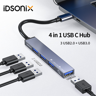 Idsonix อะแดปเตอร์ฮับ USB Type C 4 in 1 แบบพกพา พร้อม USB3.0 สําหรับแล็ปท็อป โทรศัพท์มือถือ HDD