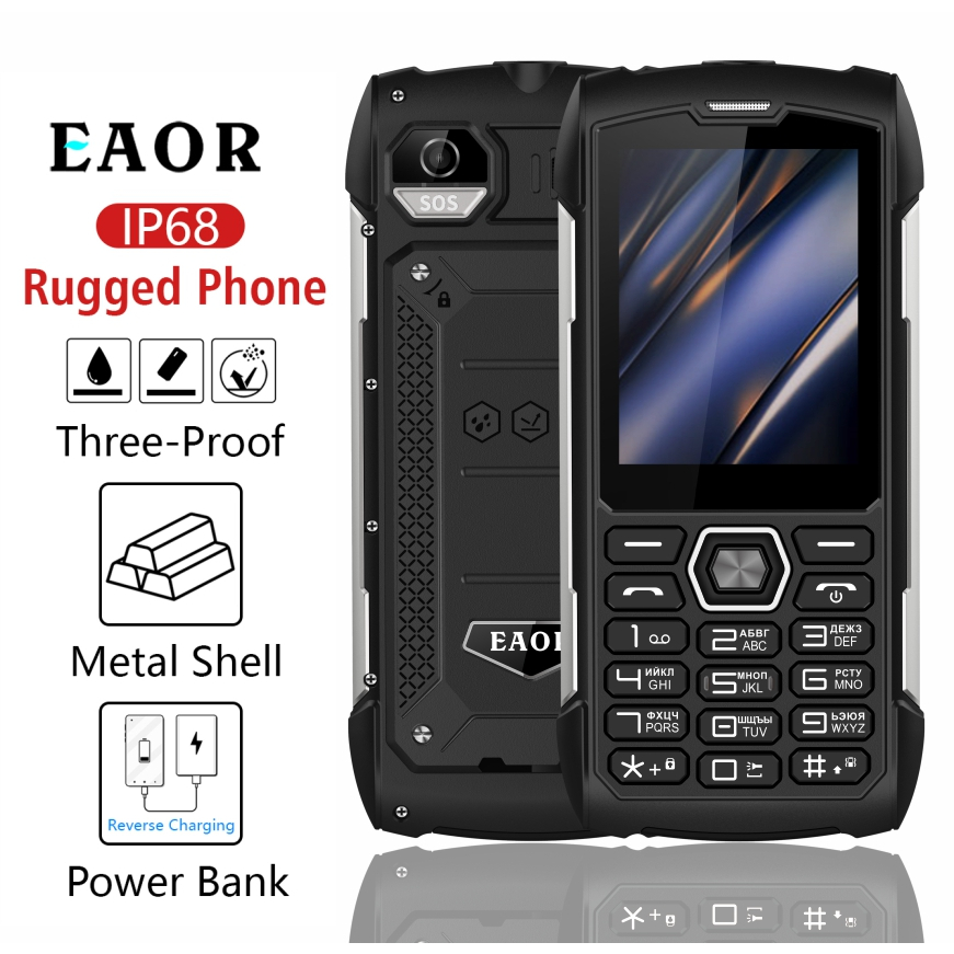 Eaor IP68 กันน้ํา 2G ไฟฉายที่ทนทาน 4000mAh แบตเตอรี่ขนาดใหญ่ Power Bank 2.8 IPS หน้าจอขนาดใหญ่ 0.3M cam MTK สมบัติโทรศัพท์มือถือ