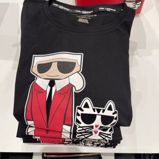 เสื้อยืด ผ้าฝ้าย ทรงหลวม ลายเสือ Karl Lagerfeld Lunar Tiger แฟชั่นสําหรับผู้ชาย และผู้หญิง