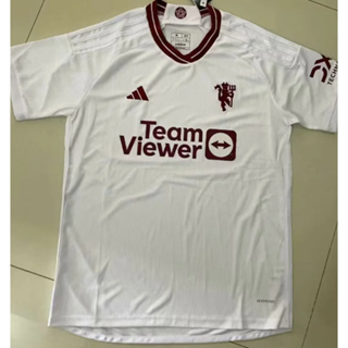 เสื้อเชิ้ต ลายทีมฟุตบอล Manchester United MU Third สีขาว สําหรับผู้ชาย 2023