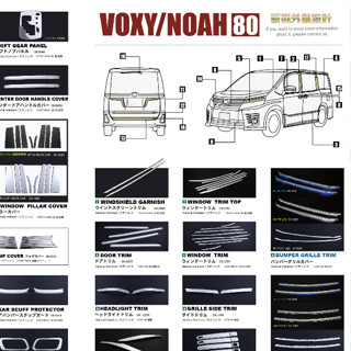 Voxy80/noah80 แผ่นรองเหยียบหน้าต่าง สเตนเลส SUS304 สีโครเมี่ยม สําหรับรถยนต์