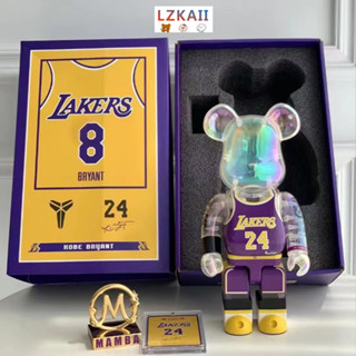 Bearbrick × NB@ - Kobe Bryant Lakers No. 24 อะนิเมะ Michael Jordan 400% 28 ซม. สีดํา