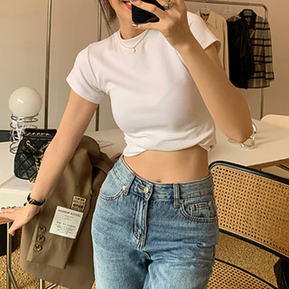 50753 เสื้อแขนสั้น ผ้าฝ้าย ทรงสลิมฟิต สวมใส่สบาย