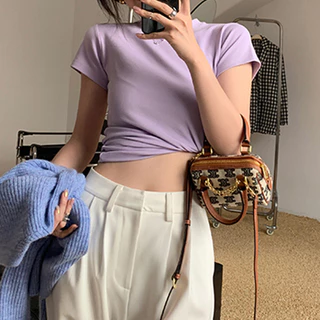 50753 เสื้อแขนสั้น ผ้าฝ้าย ทรงสลิมฟิต สวมใส่สบาย