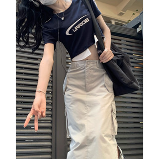 Spicy Girl Short Style Fake Two Piece Printed Short Sleeve T-shirt Women+High Waist Slim Mid length Work Dress