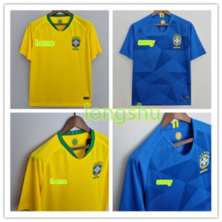 เสื้อกีฬาแขนสั้น ลายทีมชาติฟุตบอล Brazil 2018 ชุดเหย้า ไซซ์ S-XXL